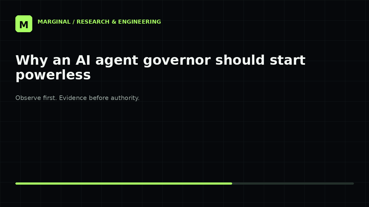 Diagram-style cover for evidence-bound authority in AI agent governance